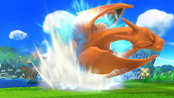 Charizard's Flare Blitz in Super Smash Bros. for Wii U.