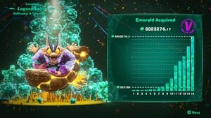 The "Emerald Acquired" screen shown after an Emerald Rush run in Lagoon Layer