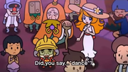 Mona asking the Woods Watcher elder if he said "dance"