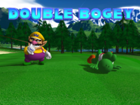 Yoshi and Wario receive a double bogey.