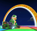 Thumbnail of the Mario Cup challenge from the Mario vs. Luigi Tour; a Ring Race challenge set on RMX Rainbow Road 1 (reused as the Kamek Cup's bonus challenge in the 2021 Halloween Tour)