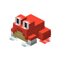 A red Kleptoad as a warm frog in Minecraft