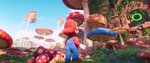Mario looking at the mushroom landscape