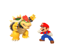 Bowser and Mario high-fiving.