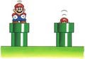 Mario going down a Warp Pipe