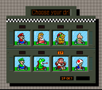 Character select screen from Super Mario Kart