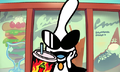 Orbulon drinking a chili shake