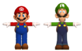 A model labeled "bmario", which shows a T-posed Mario and Luigi both wearing Poltergust 3000 straps, likely suggesting that Mario was once playable in a scrapped multiplayer mode. Mario is notably almost as tall as Luigi. In fact, there is a file called "Koga::MissionMode" in the game.