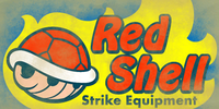"Red Shell Strike Equipment" sign.