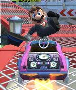 Mario (Black Suit) performing a trick.