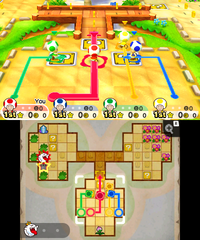 Gameplay of the Toad Scramble mode in Mario Party: Star Rush