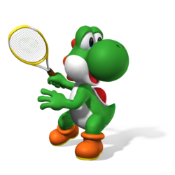 Artwork of Yoshi in Mario Power Tennis