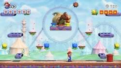 Screenshot of Merry Mini-Land level 4-DK from the Nintendo Switch version of Mario vs. Donkey Kong