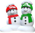 Mario and Luigi as snowmen