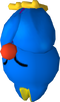Rendered model of the Swoop enemy in New Super Mario Bros. Wii, as it would roost in an underground level. There are two separate models for Swoop in New Super Mario Bros. Wii: one for when it is roosting (as shown above) and one for when it is in flight.