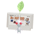 White Pikmin carrying a Dr. Mario Game Pak
