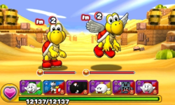 Screenshot of World 3-5, from Puzzle & Dragons: Super Mario Bros. Edition.