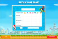 Reviewing a chore chart in the Mushroom Kingdom Chore Chart activity