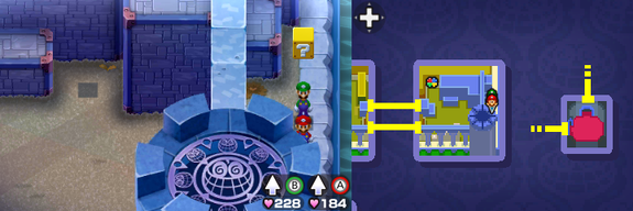 6th block in Peach's Castle of Mario & Luigi: Bowser's Inside Story + Bowser Jr.'s Journey.