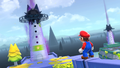 Mario looking at a corrupted lighthouse