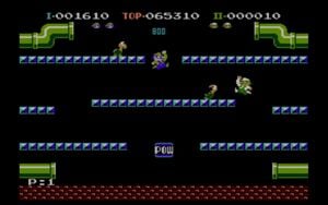 Gameplay screenshot of Luigi Bros., a port of Mario Bros.