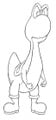 Yoshi glaring (Note: Yoshi is missing his spines in this concept art.)