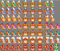 An early sprite sheet of the Koopalings, showing Wendy and Lemmy standing upright.