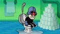 Dr. Crygor getting stuck in his own toilet with no way to get loose