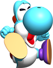 Artwork of Light-Blue Yoshi from Yoshi's Story.