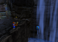 A blue Banana Balloon in Crystal Caves.