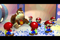 Donkey Kong looks at the Mini-Marios