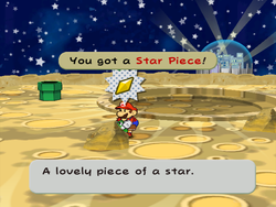 Mario getting the Star Piece on the moon in Paper Mario: The Thousand-Year Door.
