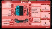 The controls menu of the Nintendo Switch remake of Paper Mario: The Thousand-Year Door