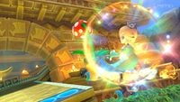 Rosalina approaches the temple, at 3DS DK Jungle.
