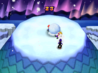 Snowball Summit: Settled on top of the snow peak, players are knocking each other off the place by rolling snowballs into snow boulders. From Mario Party 3.
