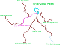 A composite map of all routes leading to Starview Peak
