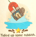 "Tidied up some rubbish." discovery from Casterway Habitat in Yoshi and the Mysterious Book