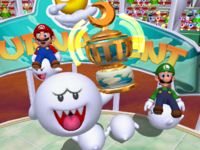 Boo's trophy animation in Mario Power Tennis