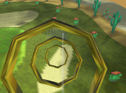 Center of the Bull's-Eye, a Ring Shot challenge in Shy Guy Desert from Mario Golf