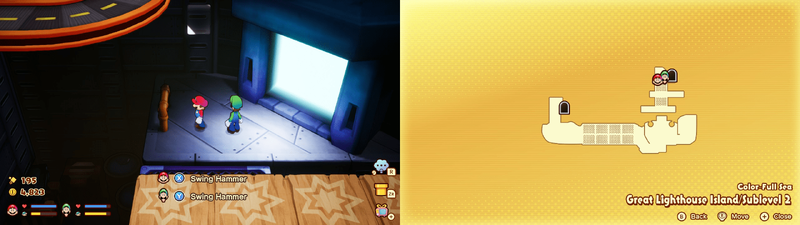 Second hidden block in the Color-Full Sea Great Lighthouse Island from Mario & Luigi: Brothership