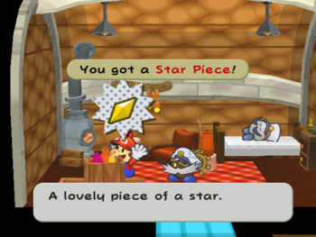 Mario getting the Star Piece in General White's house in Paper Mario: The Thousand-Year Door.