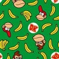 Green background with colored Donkey Kong iconsa