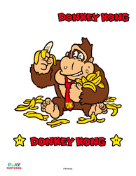 Fully-colored picture of Donkey Kong from a paint-by-number activity