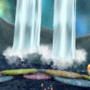 Squared screenshot of a waterfall in Super Mario Galaxy 2.