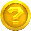 Rendered model of a ? Coin in Super Mario Galaxy.
