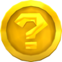 Rendered model of a ? Coin in Super Mario Galaxy.