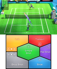 Tennis gameplay in Mario Sports Superstars