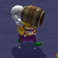 Wario carrying a Barrel Buster