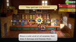 Mario holding a 20 Shop Point reward in Paper Mario: The Thousand-Year Door for Nintendo Switch.