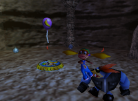 A purple Banana Balloon in Crystal Caves.